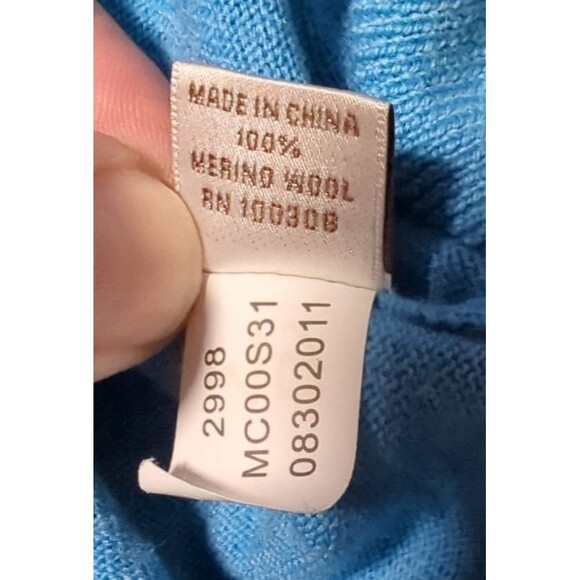 Peter Millar Men's Sz L Merino Wool V-Neck Sweater Pullover Turquoise Blue Golf - Picture 4 of 7